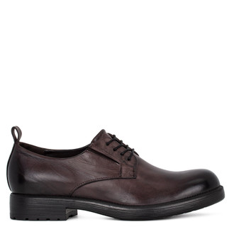 Gray Leather Laced Derbies | TJ COLLECTION